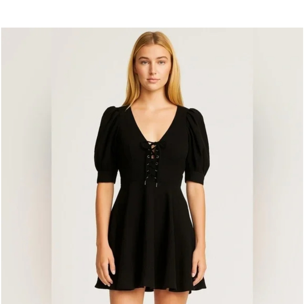 House of Harlow 1960 Black Lace-Up Mini Dress